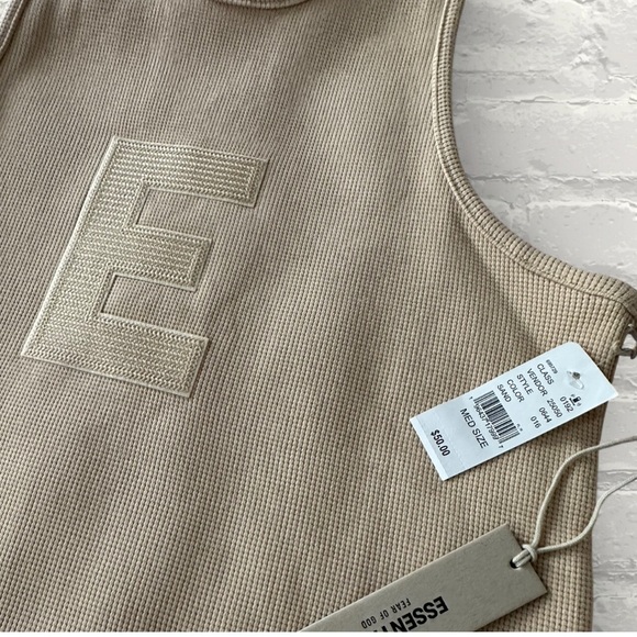 Fear of God Essentials Waffle Knit Tank Top in Beige - Picture 3 of 6